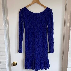 Calvin Klein Cobalt Blue Lace Long Sleeve Dress
